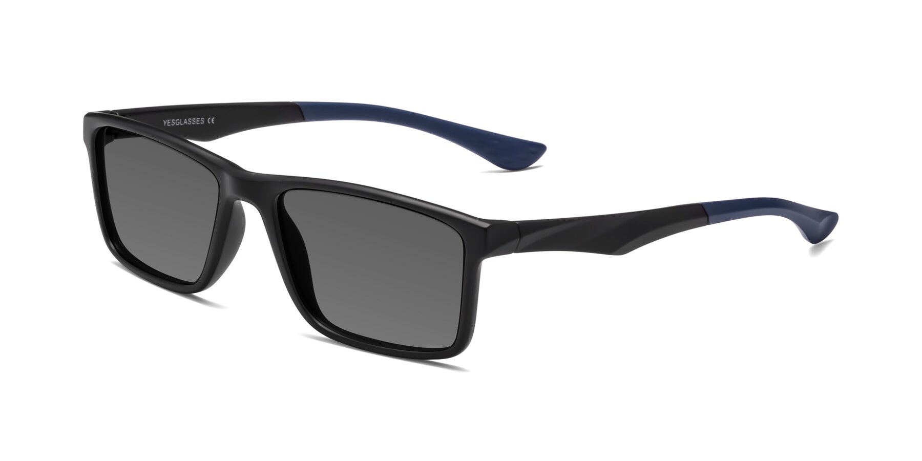 Angle of Engineer in Matte Black-Blue with Medium Gray Tinted Lenses