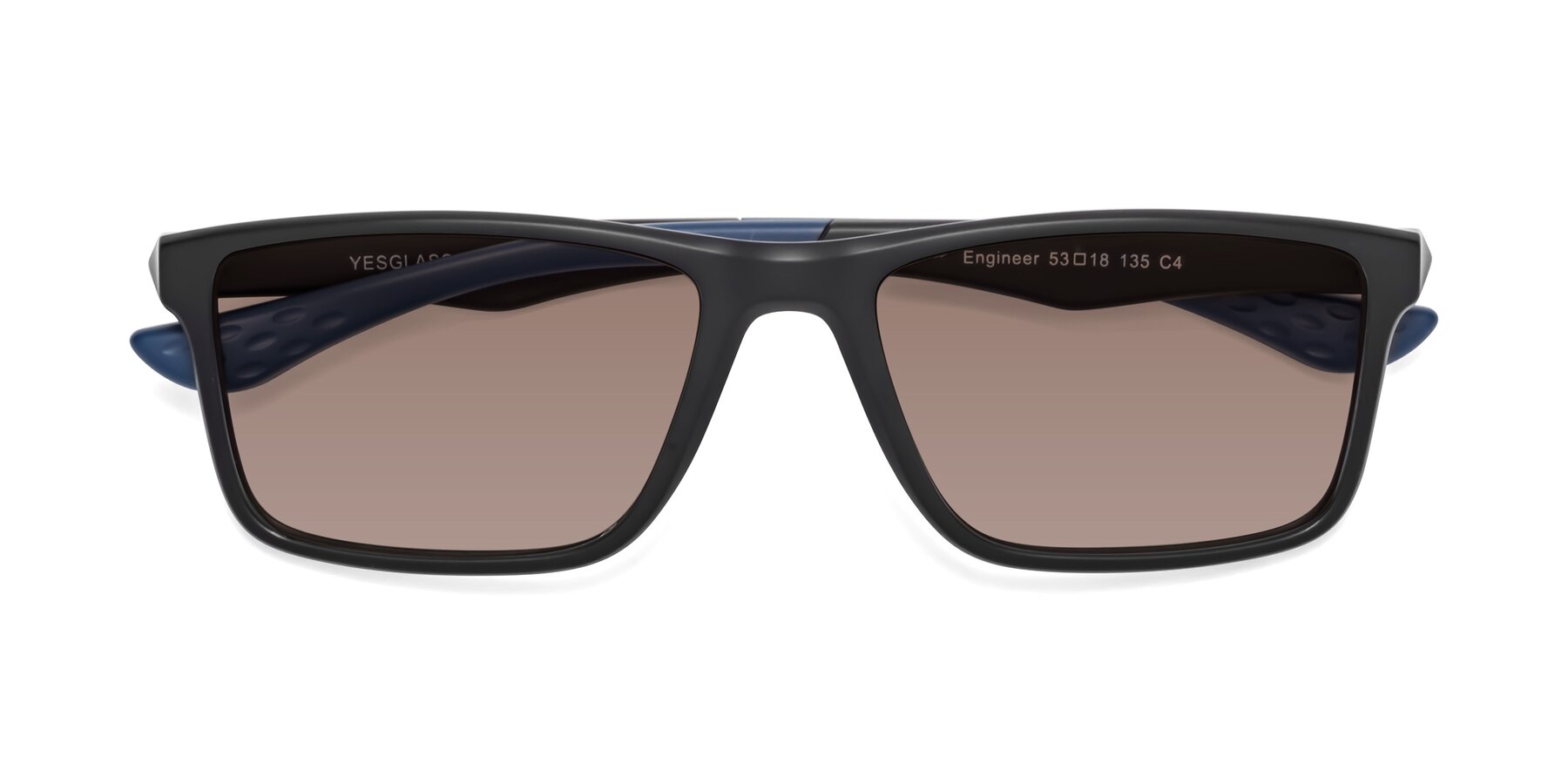 Folded Front of Engineer in Matte Black-Blue with Medium Brown Tinted Lenses