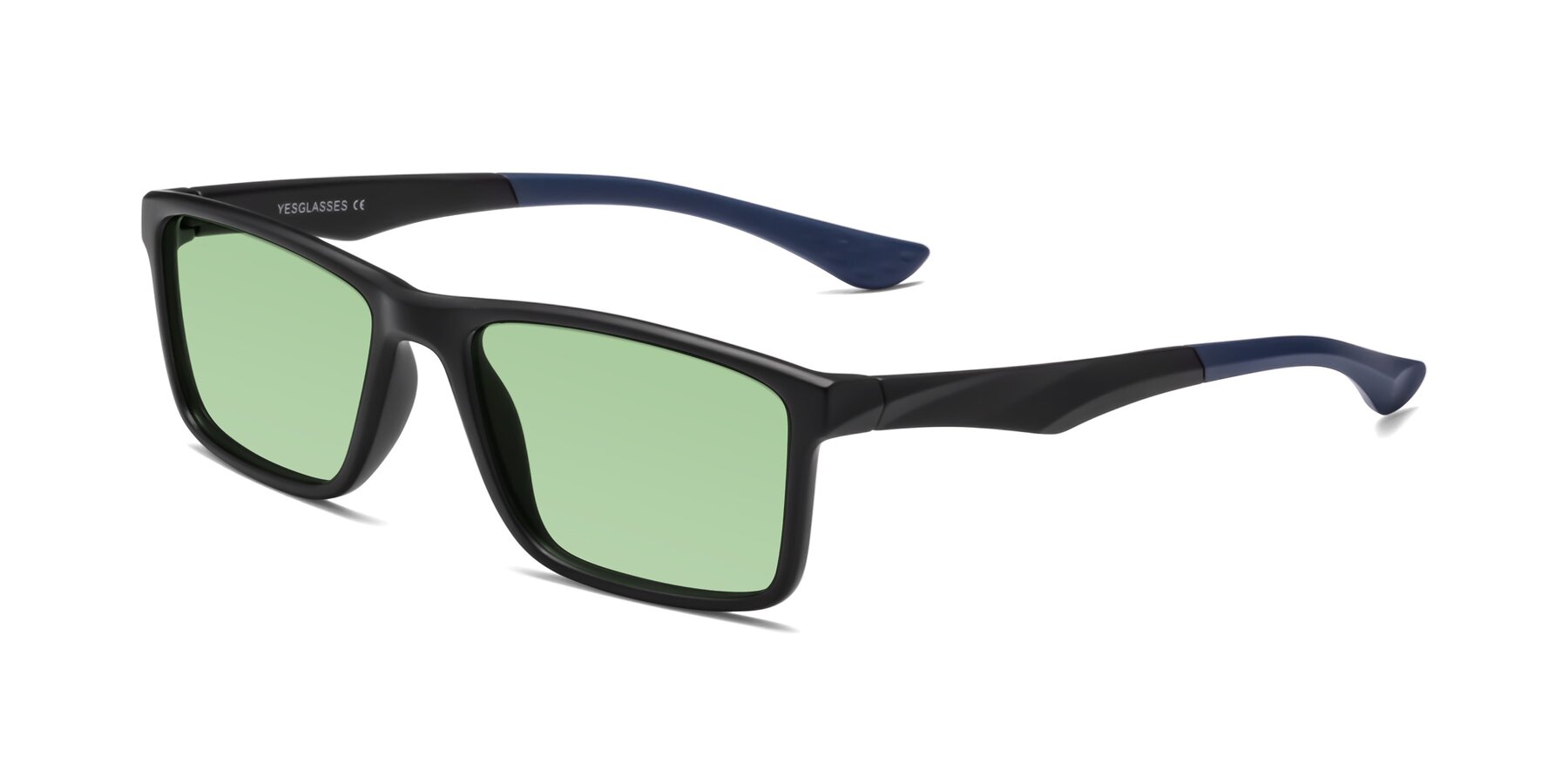 Angle of Engineer in Matte Black-Blue with Medium Green Tinted Lenses