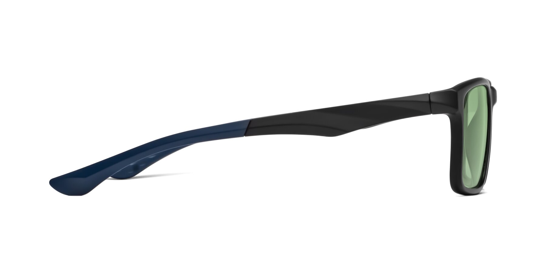 Side of Engineer in Matte Black-Blue with Medium Green Tinted Lenses