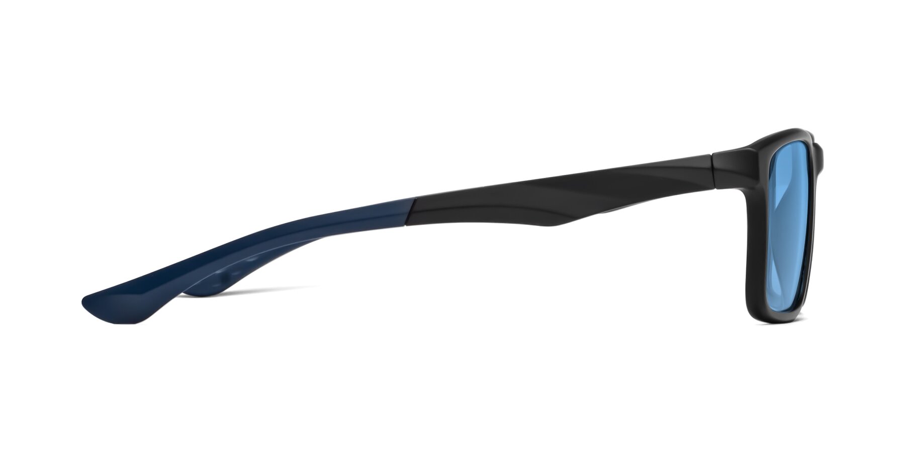 Side of Engineer in Matte Black-Blue with Medium Blue Tinted Lenses