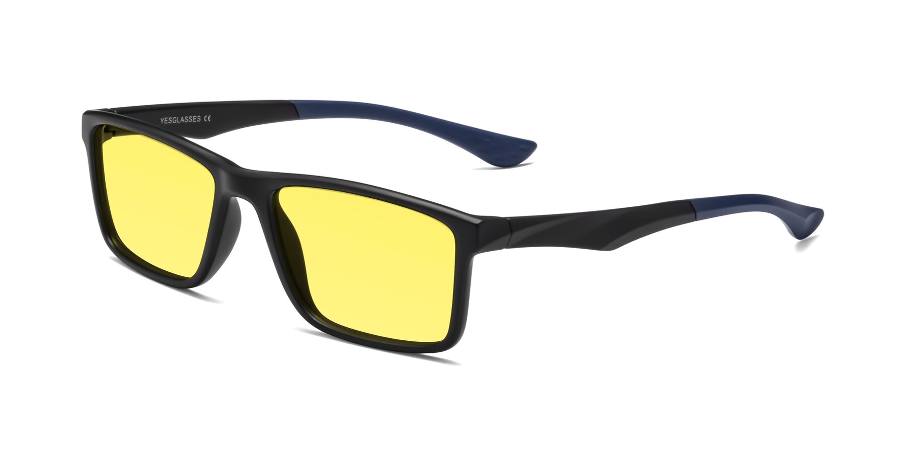 Angle of Engineer in Matte Black-Blue with Medium Yellow Tinted Lenses