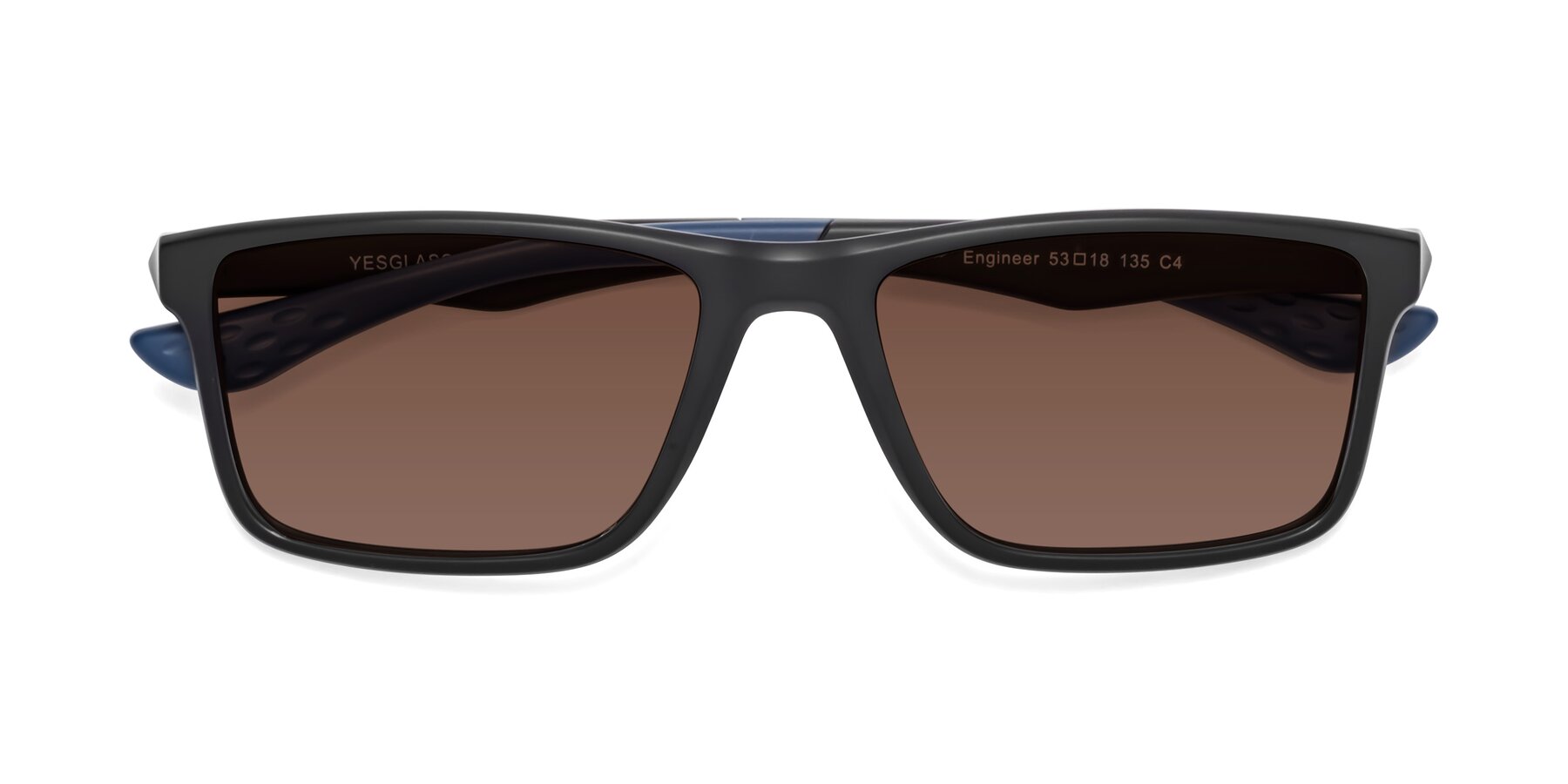 Folded Front of Engineer in Matte Black-Blue with Brown Tinted Lenses