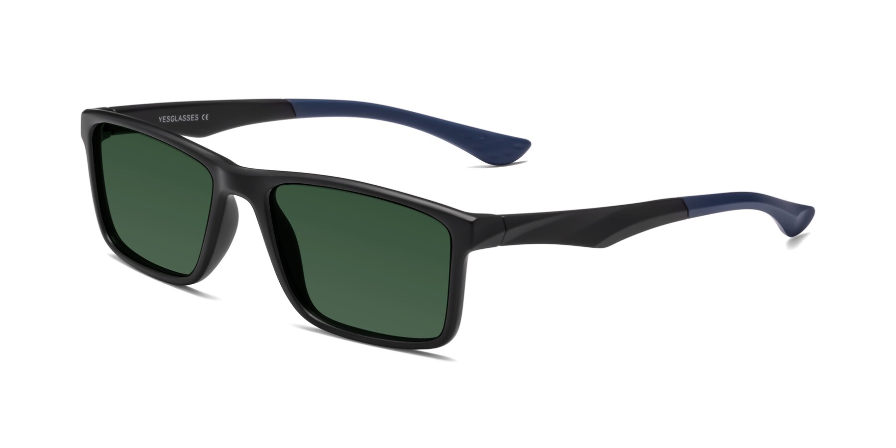 Angle of Engineer in Matte Black-Blue with Green Tinted Lenses