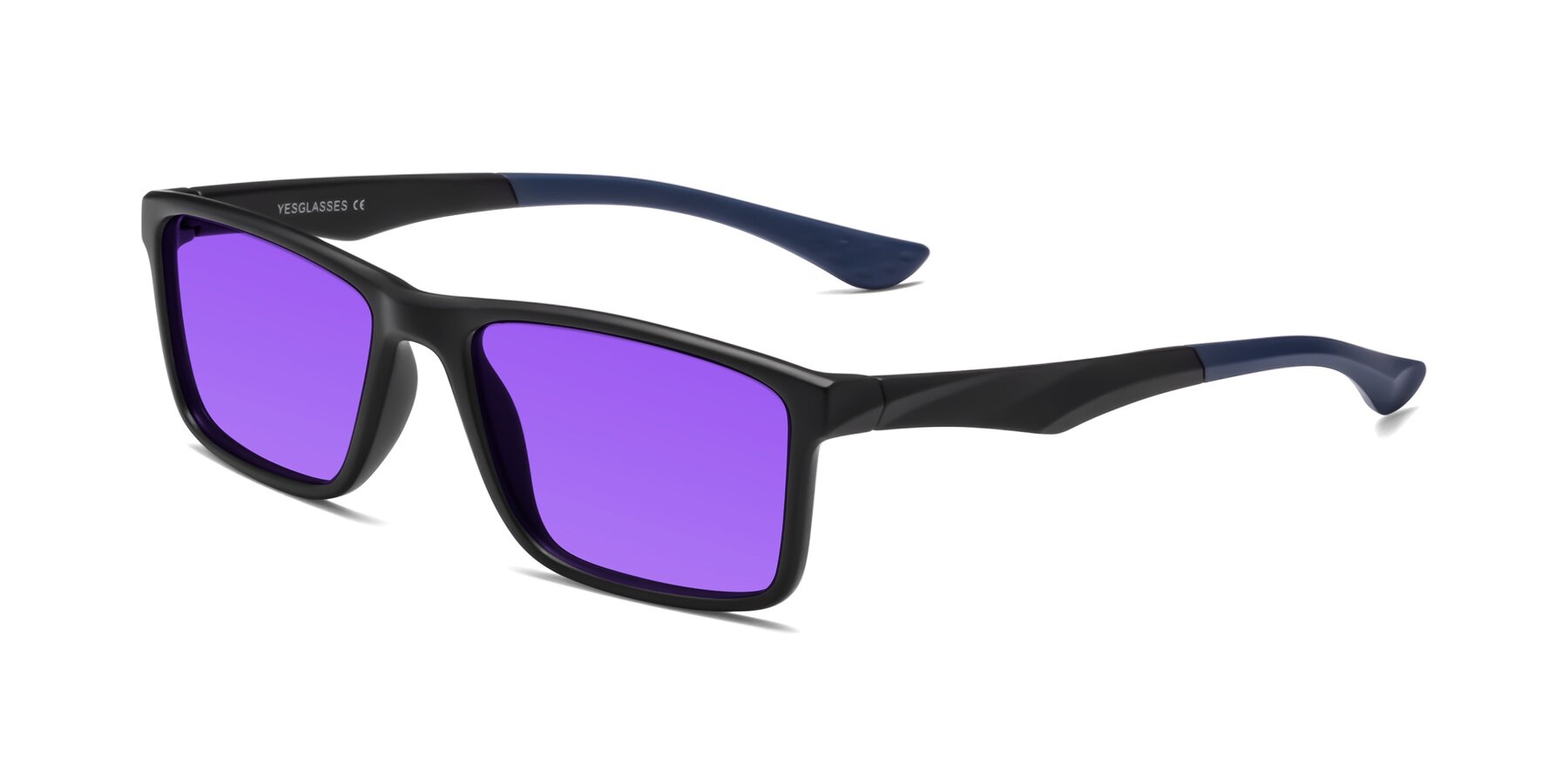 Angle of Engineer in Matte Black-Blue with Purple Tinted Lenses