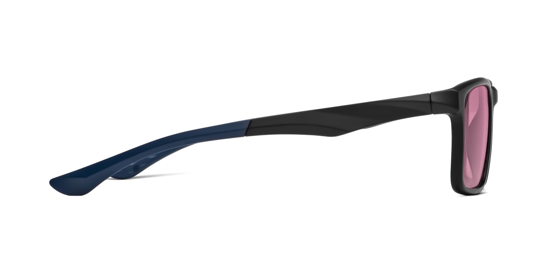 Side of Engineer in Matte Black-Blue with Medium Wine Tinted Lenses