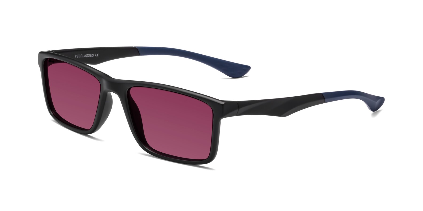 Angle of Engineer in Matte Black-Blue with Wine Tinted Lenses