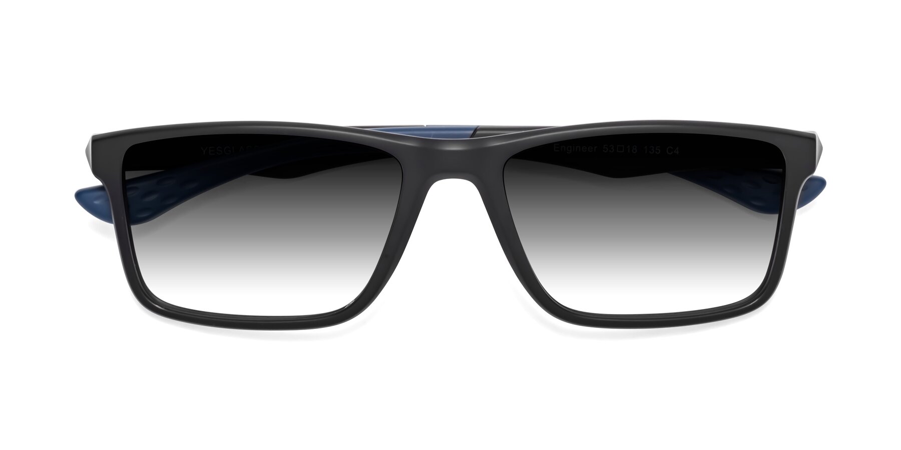 Folded Front of Engineer in Matte Black-Blue with Gray Gradient Lenses