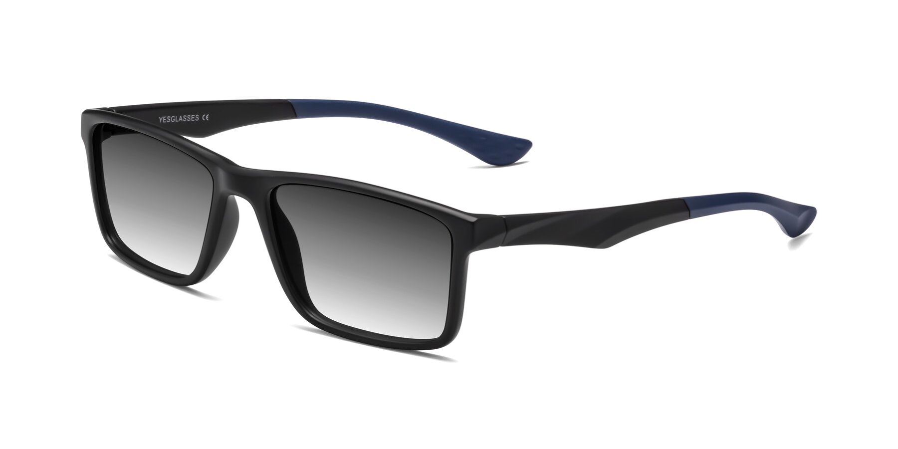 Angle of Engineer in Matte Black-Blue with Gray Gradient Lenses