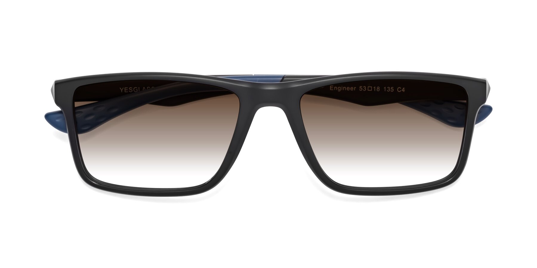Folded Front of Engineer in Matte Black-Blue with Brown Gradient Lenses