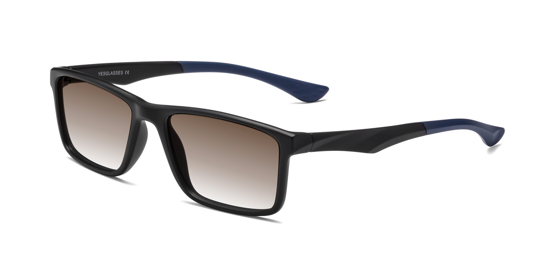 Angle of Engineer in Matte Black-Blue with Brown Gradient Lenses