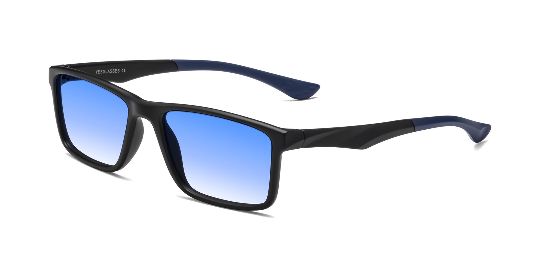 Angle of Engineer in Matte Black-Blue with Blue Gradient Lenses