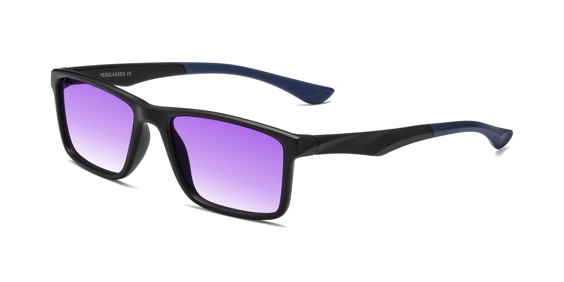Angle of Engineer in Matte Black-Blue with Purple Gradient Lenses