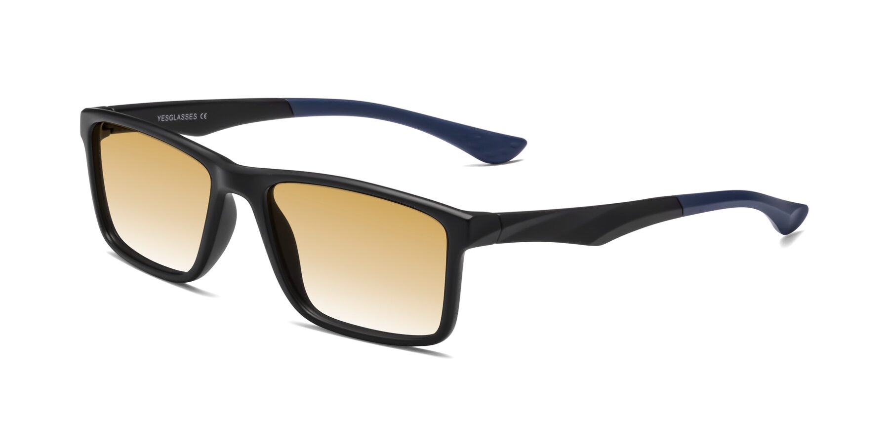 Angle of Engineer in Matte Black-Blue with Champagne Gradient Lenses