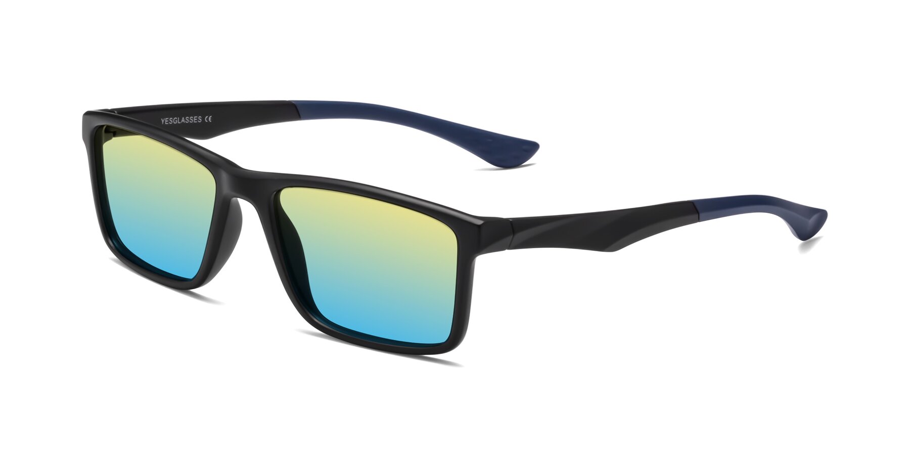 Angle of Engineer in Matte Black-Blue with Yellow / Blue Gradient Lenses
