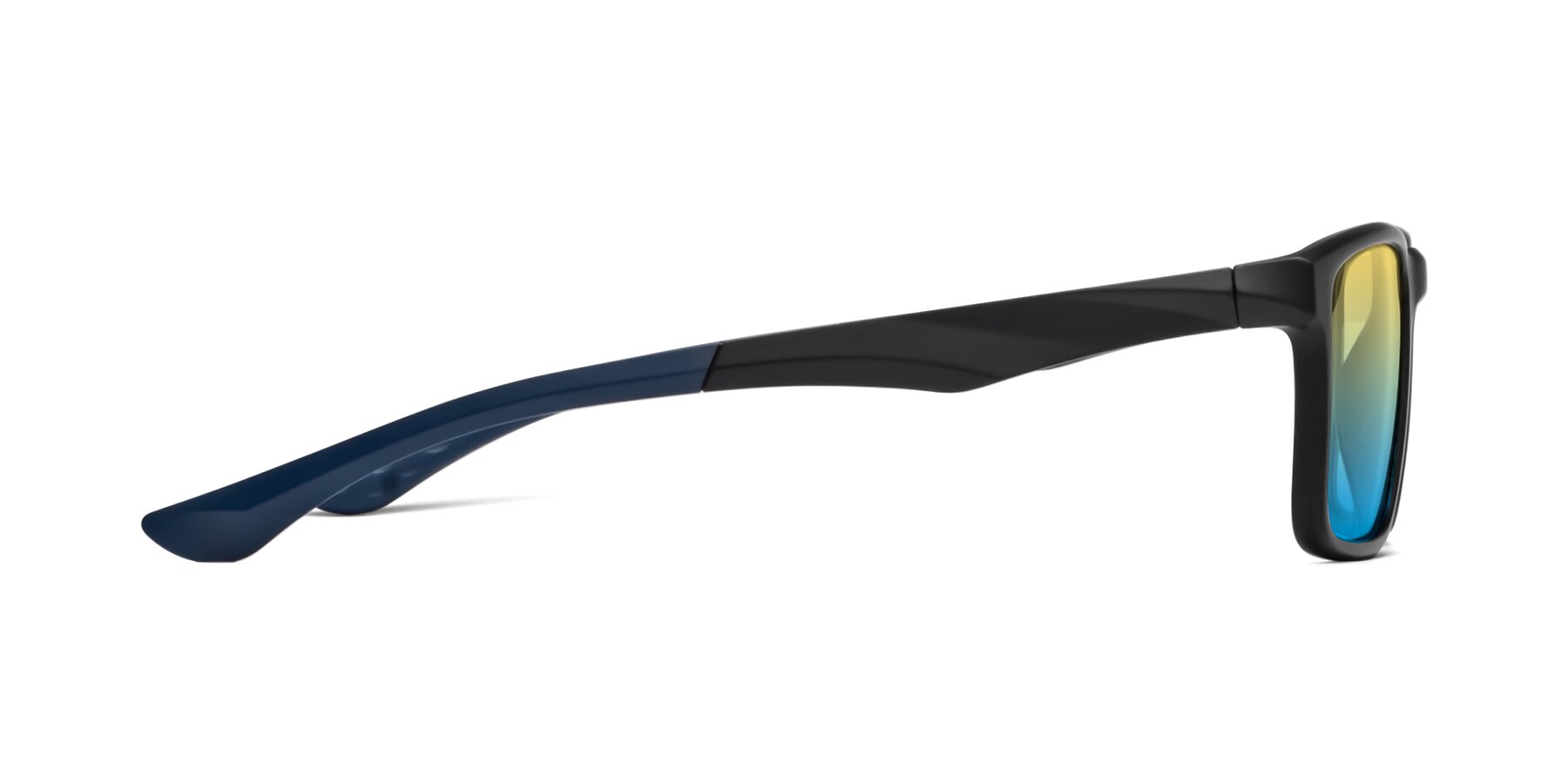 Side of Engineer in Matte Black-Blue with Yellow / Blue Gradient Lenses