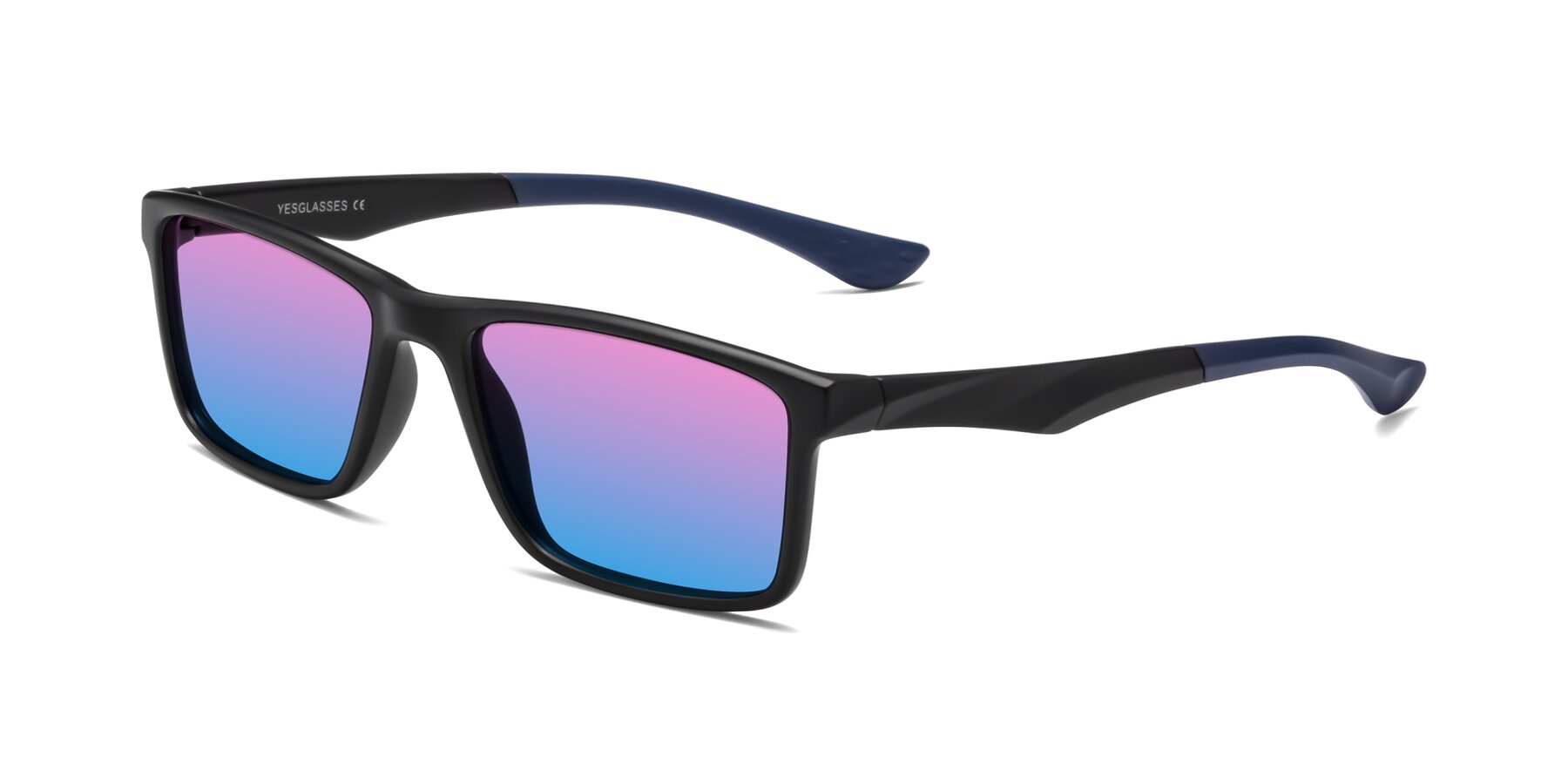 Angle of Engineer in Matte Black-Blue with Pink / Blue Gradient Lenses