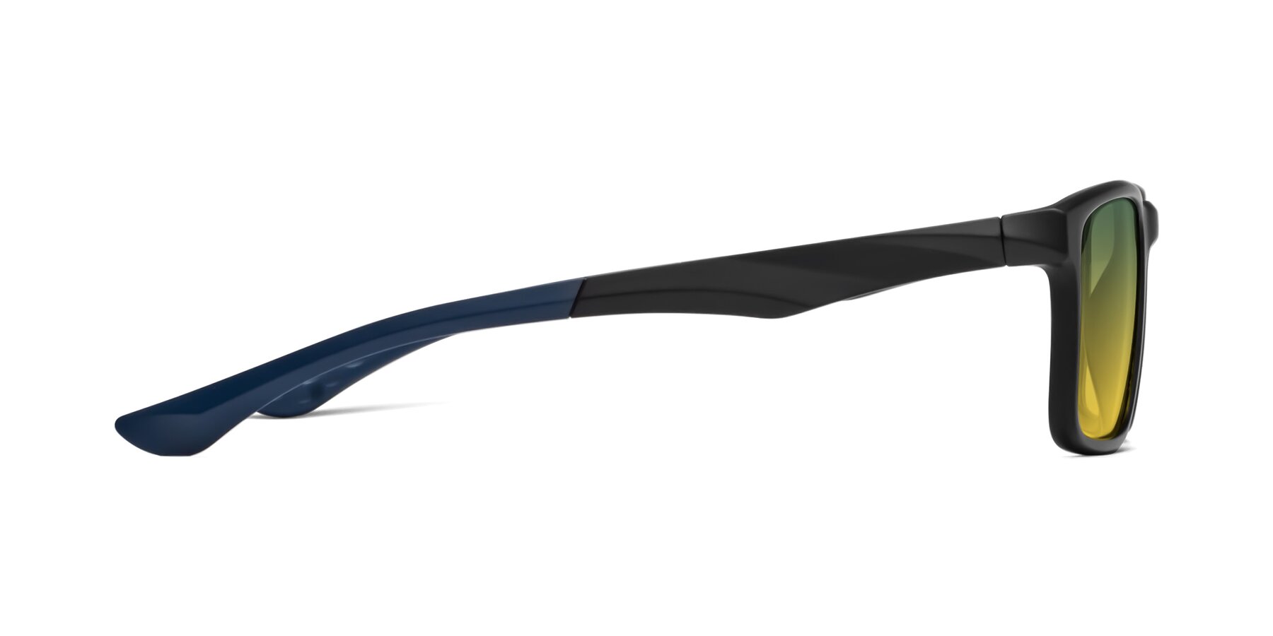 Side of Engineer in Matte Black-Blue with Green / Yellow Gradient Lenses