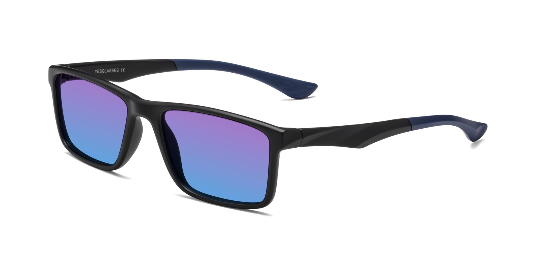 Angle of Engineer in Matte Black-Blue with Purple / Blue Gradient Lenses