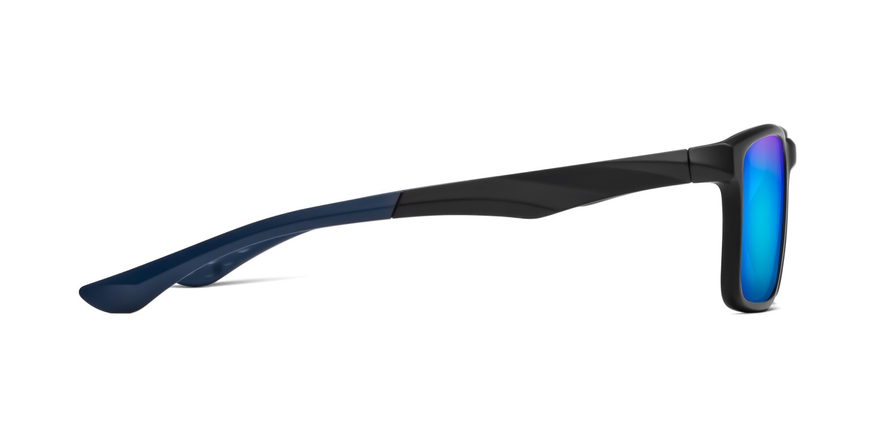 Side of Engineer in Matte Black-Blue with Blue Mirrored Lenses