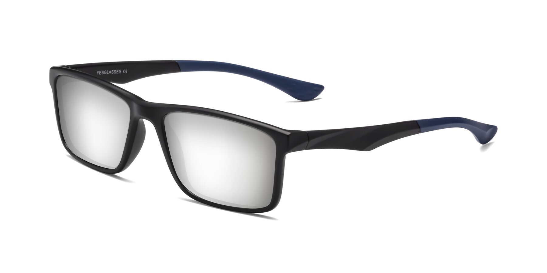 Angle of Engineer in Matte Black-Blue with Silver Mirrored Lenses