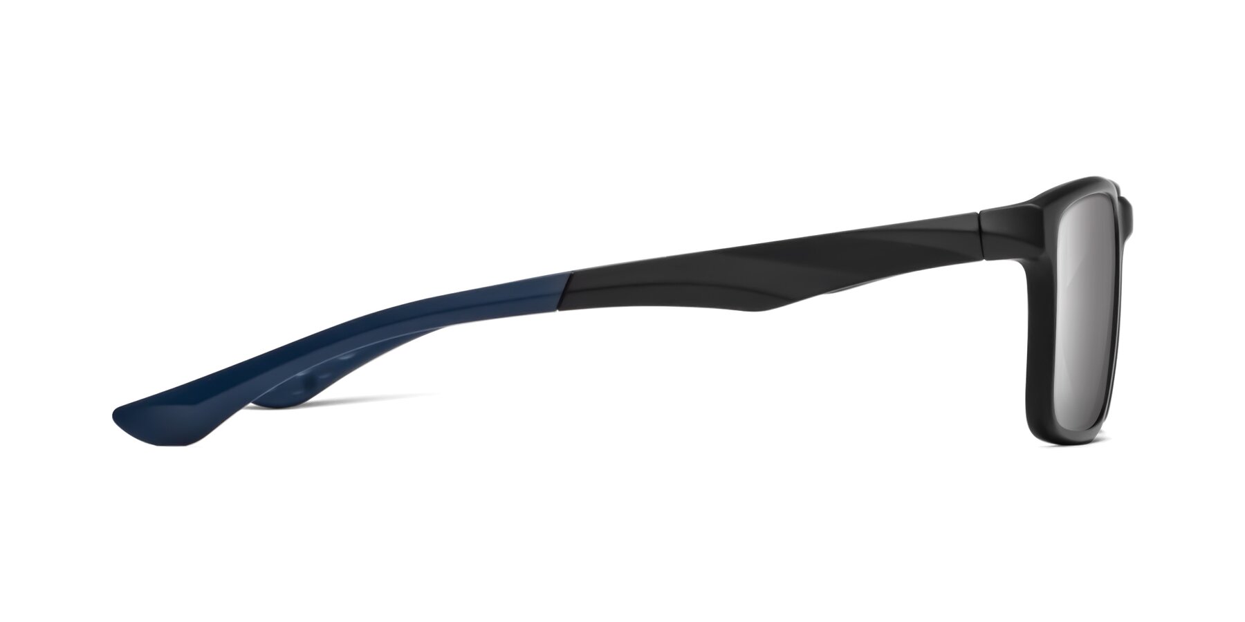 Side of Engineer in Matte Black-Blue with Silver Mirrored Lenses