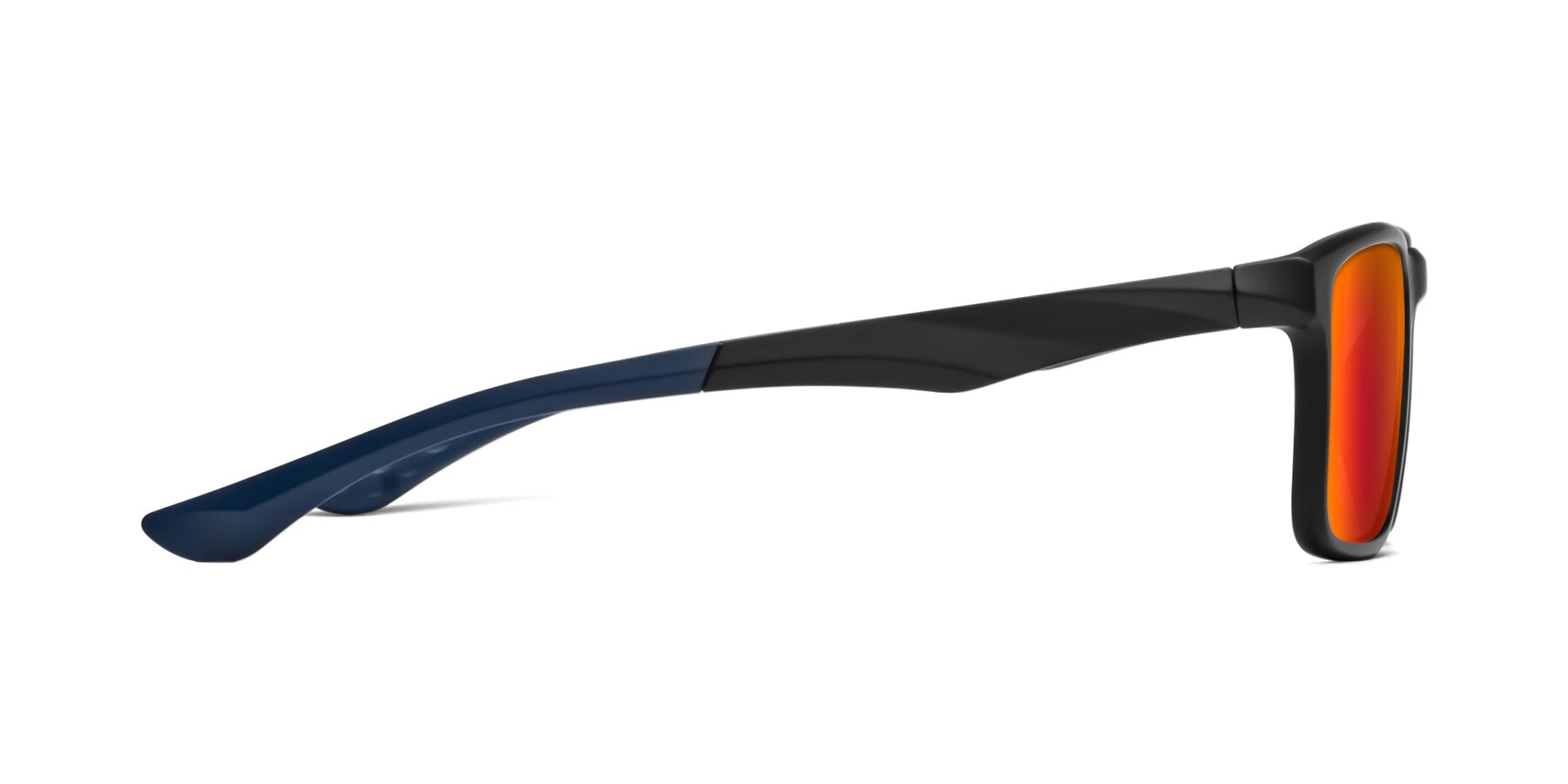 Side of Engineer in Matte Black-Blue with Red Gold Mirrored Lenses
