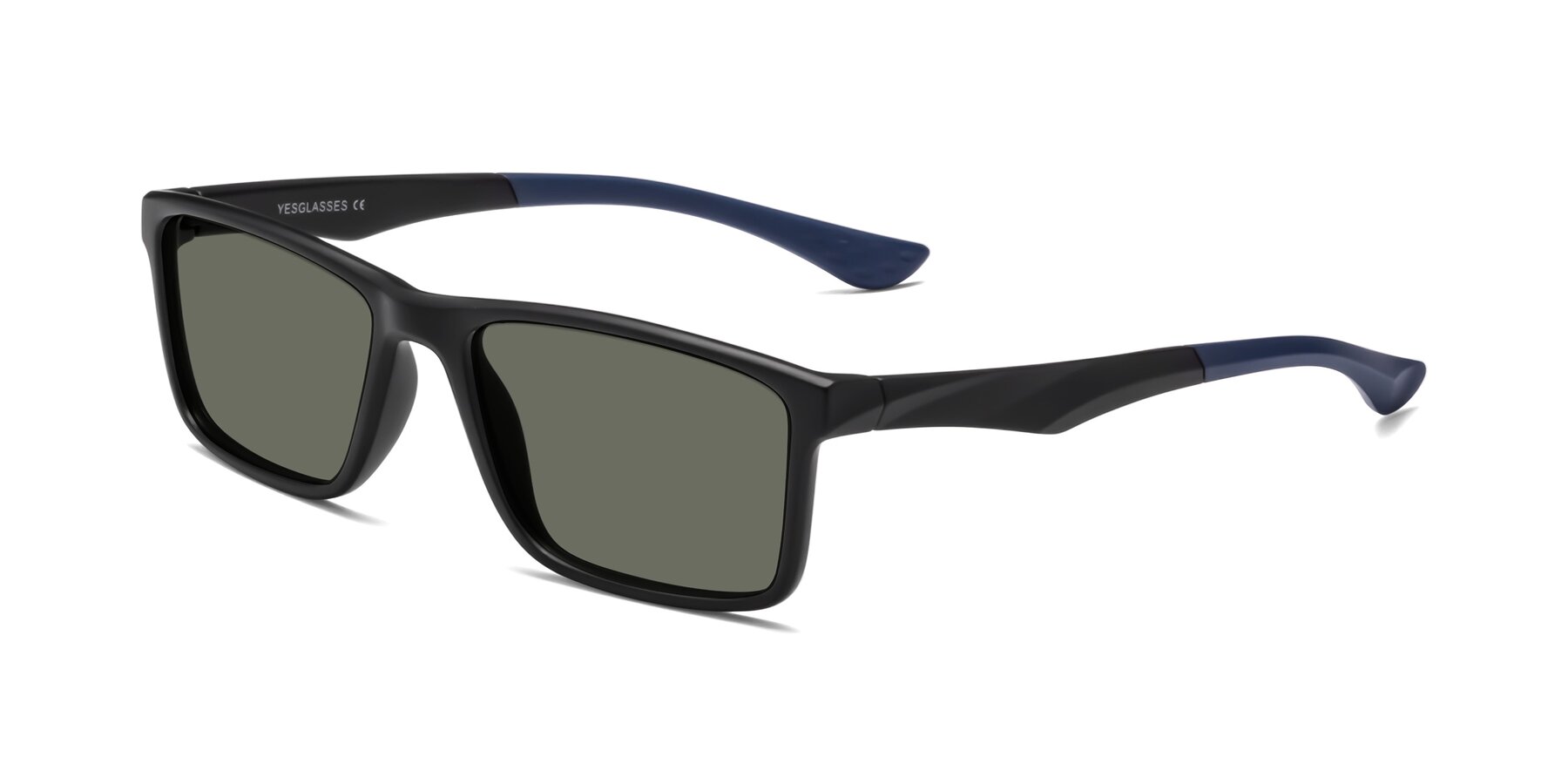 Angle of Engineer in Matte Black-Blue with Gray Polarized Lenses