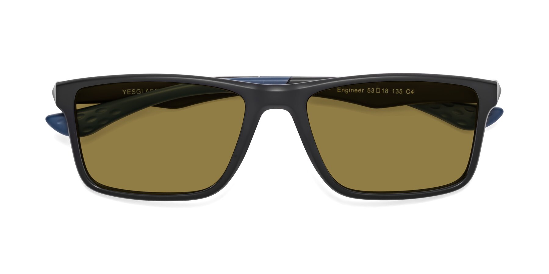 Folded Front of Engineer in Matte Black-Blue with Brown Polarized Lenses