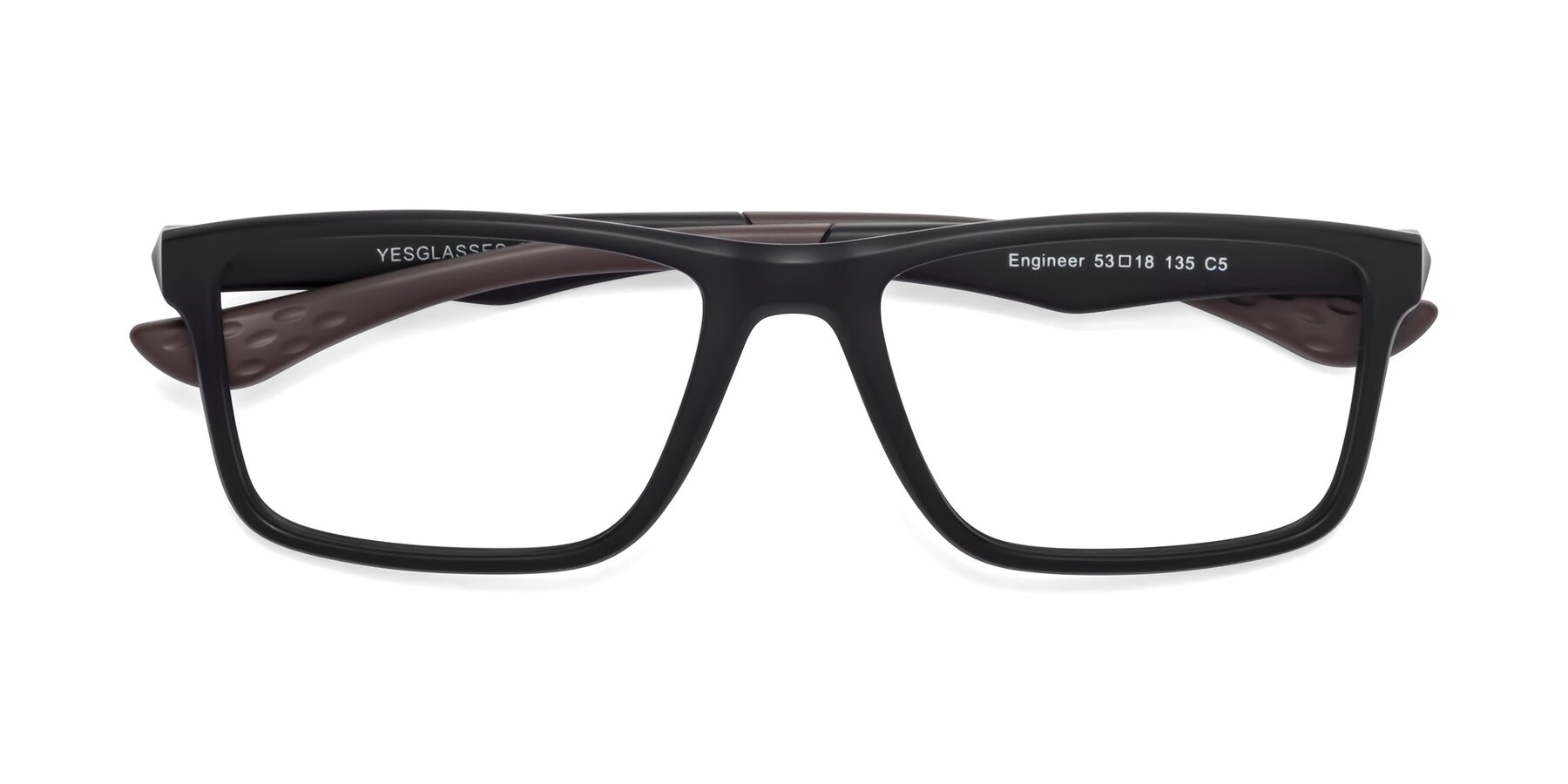 Folded Front of Engineer in Matte Black-Coffee with Clear Reading Eyeglass Lenses