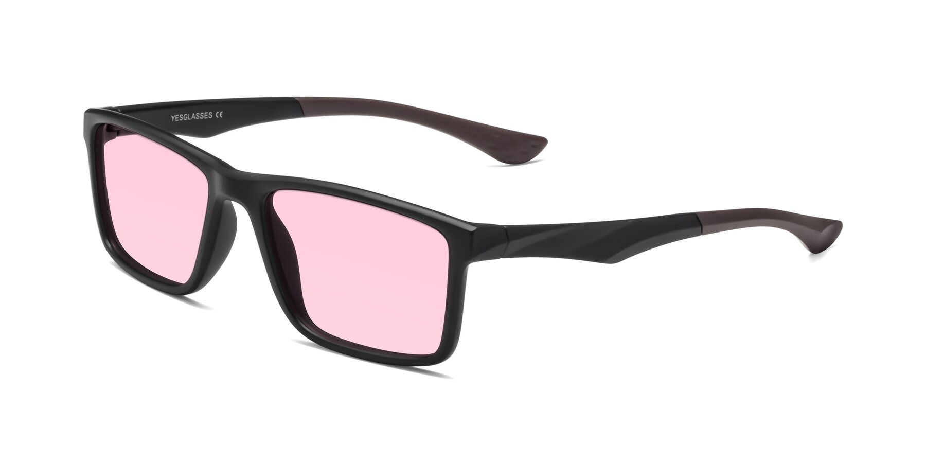Angle of Engineer in Matte Black-Coffee with Light Pink Tinted Lenses