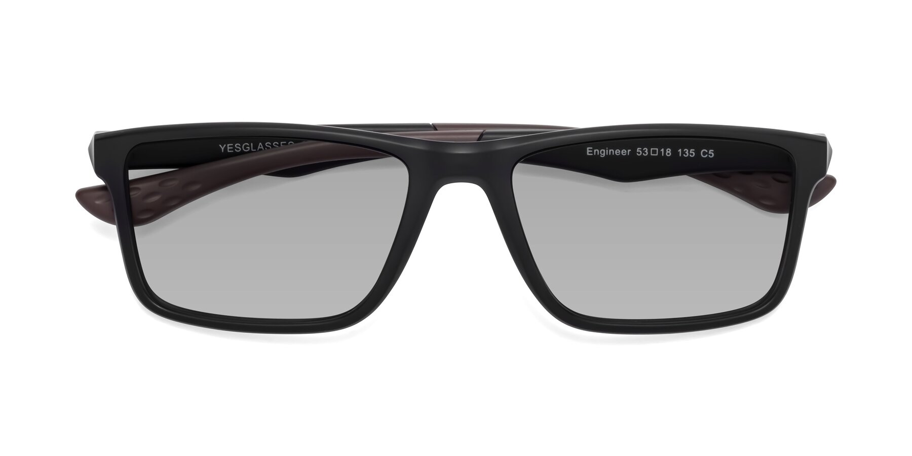 Folded Front of Engineer in Matte Black-Coffee with Light Gray Tinted Lenses