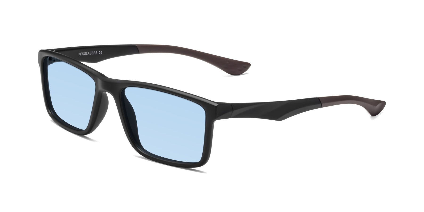 Angle of Engineer in Matte Black-Coffee with Light Blue Tinted Lenses