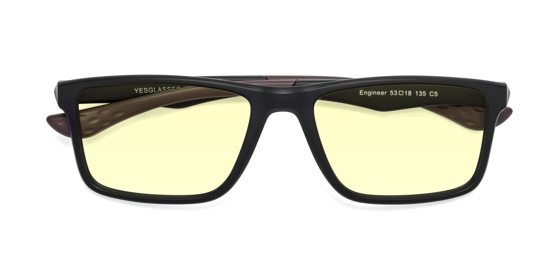 Folded Front of Engineer in Matte Black-Coffee with Light Yellow Tinted Lenses