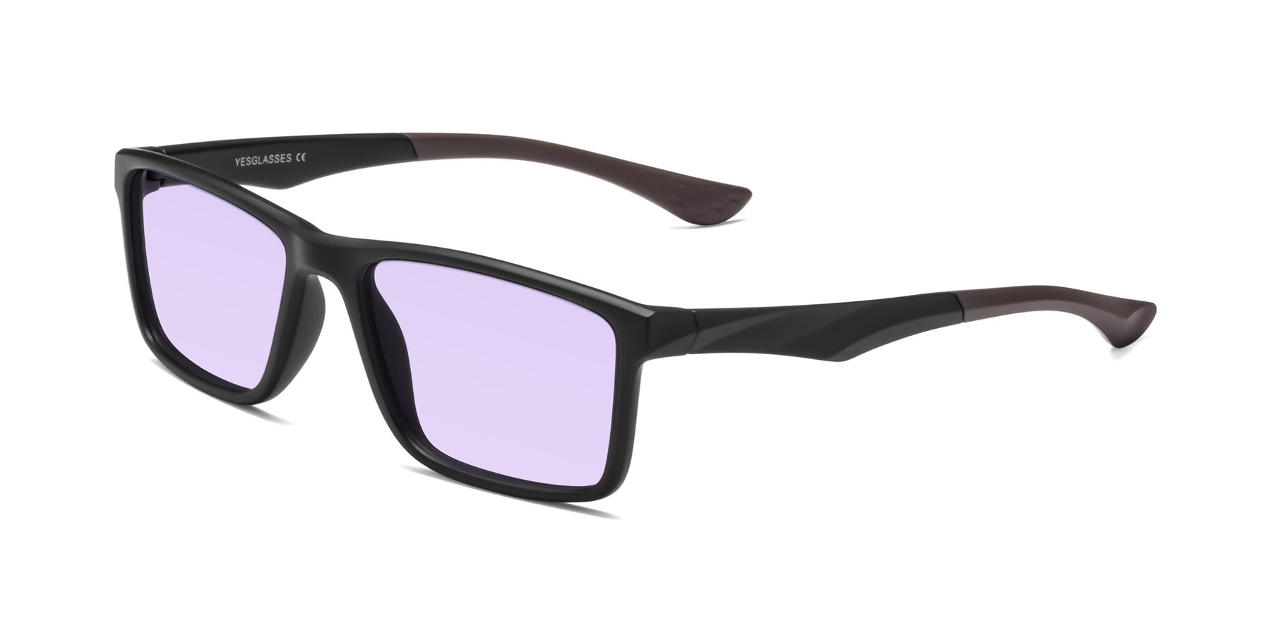 Angle of Engineer in Matte Black-Coffee with Light Purple Tinted Lenses