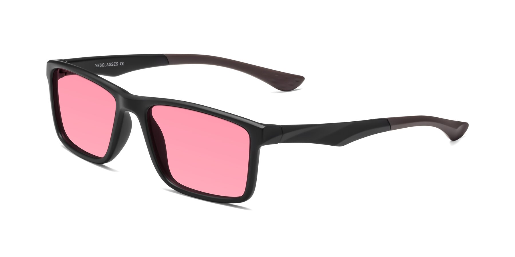 Angle of Engineer in Matte Black-Coffee with Pink Tinted Lenses