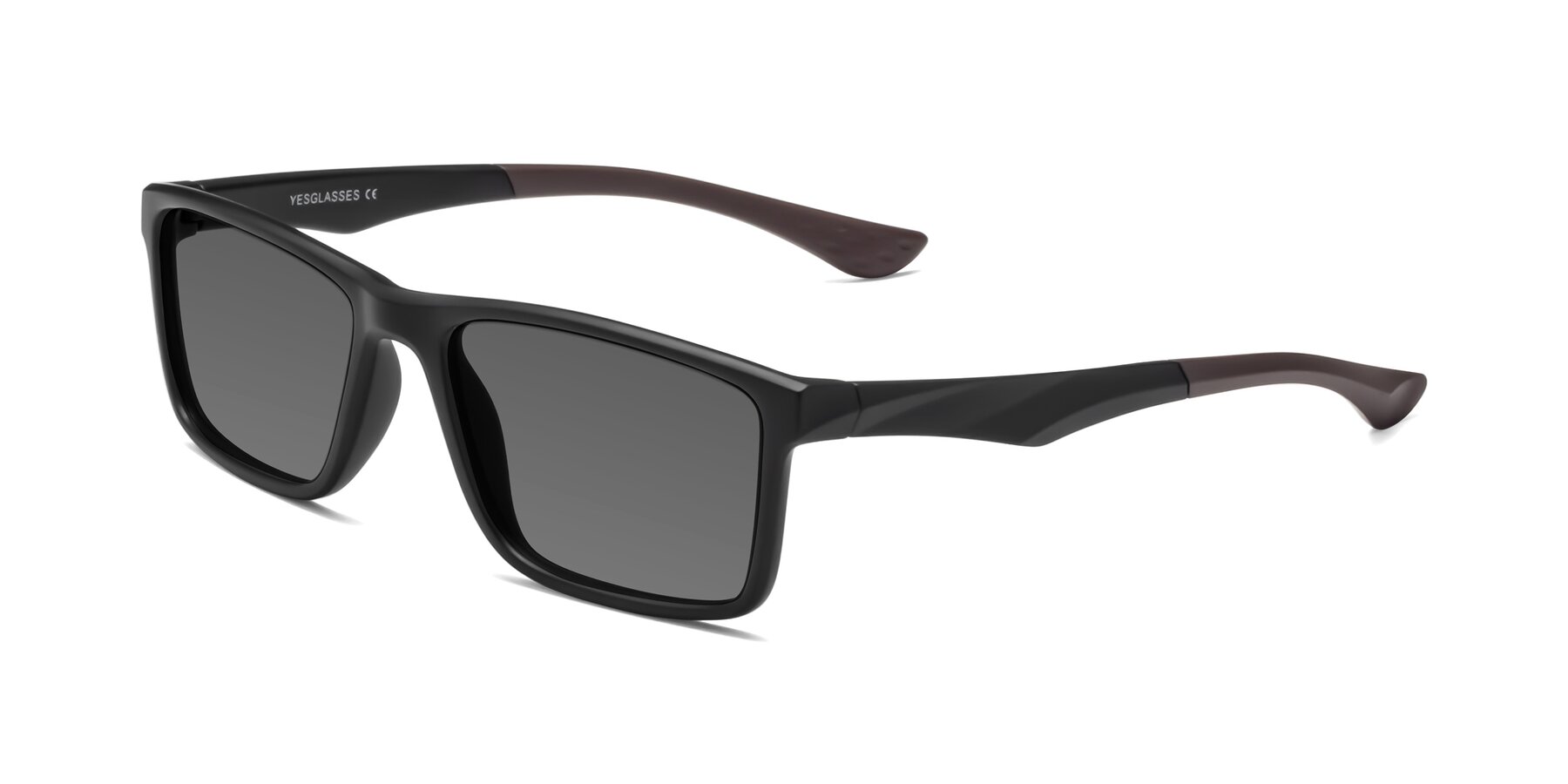 Angle of Engineer in Matte Black-Coffee with Medium Gray Tinted Lenses