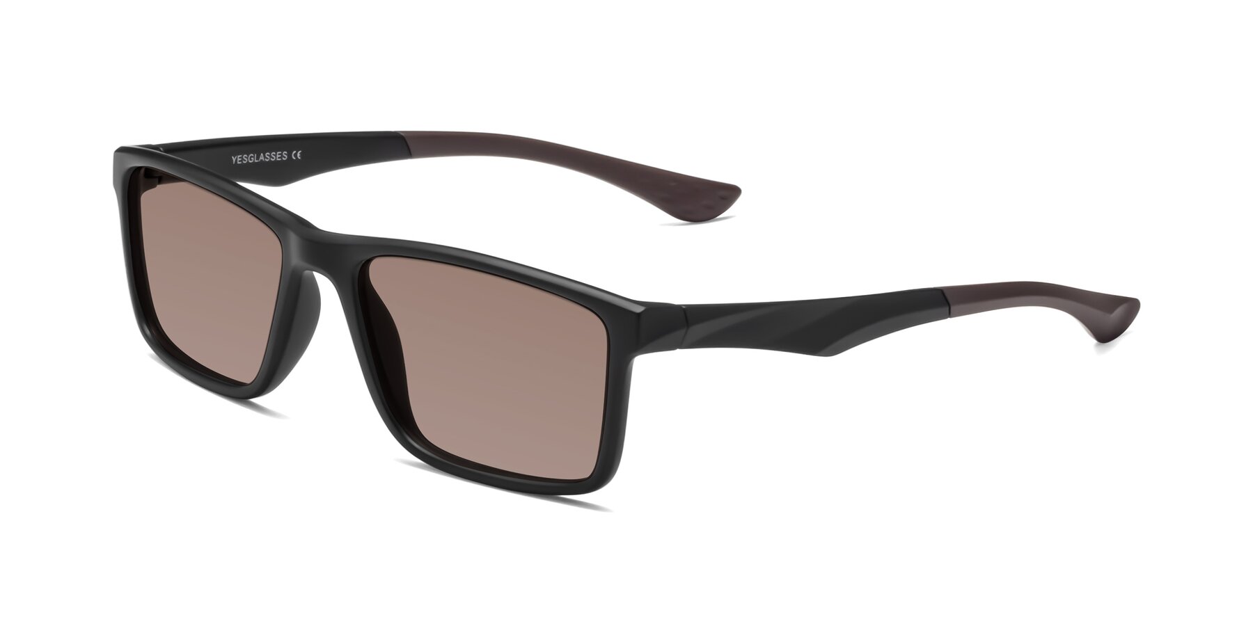 Angle of Engineer in Matte Black-Coffee with Medium Brown Tinted Lenses