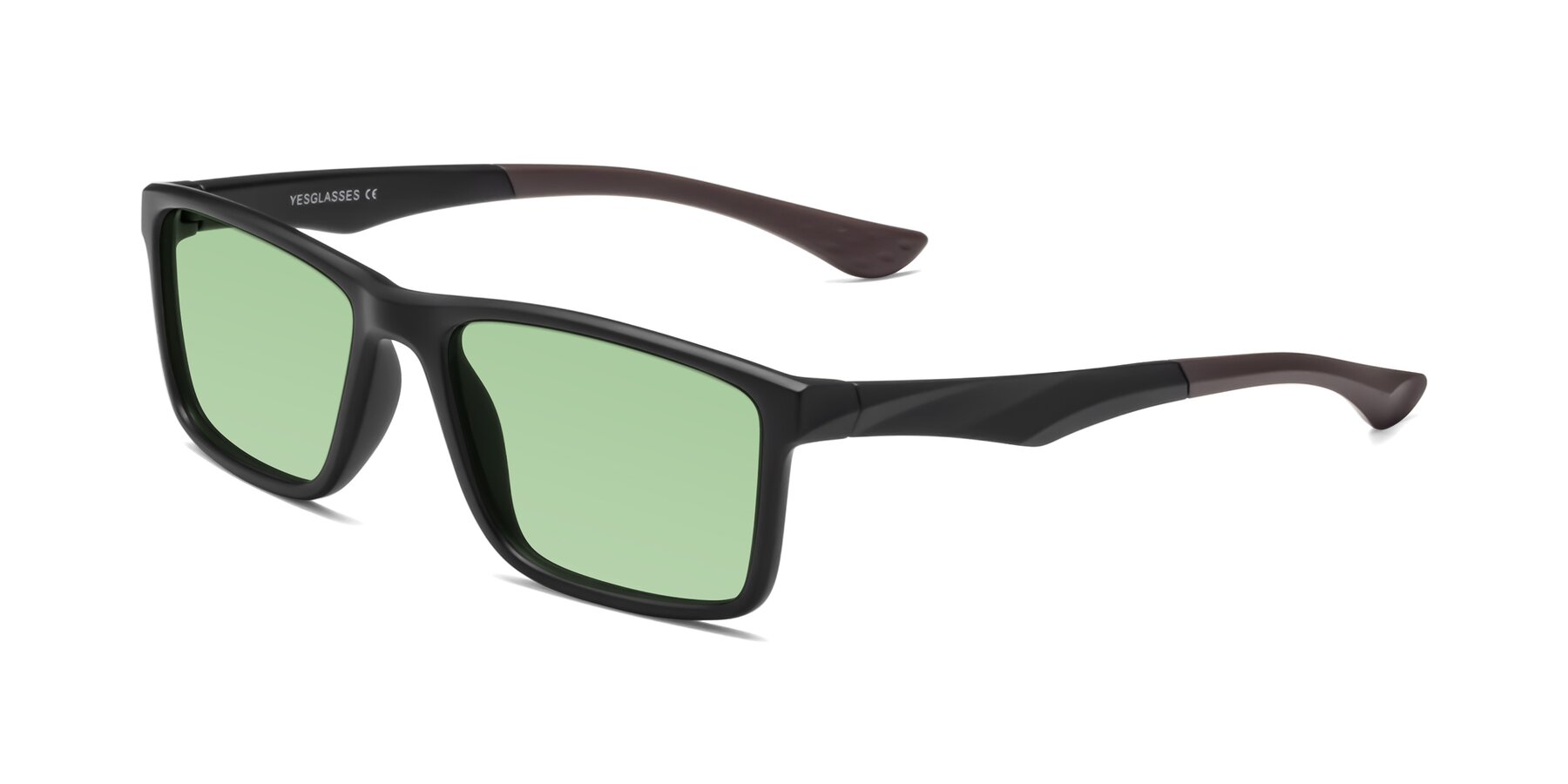 Angle of Engineer in Matte Black-Coffee with Medium Green Tinted Lenses