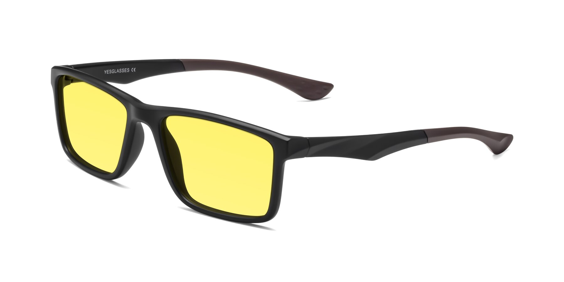 Angle of Engineer in Matte Black-Coffee with Medium Yellow Tinted Lenses