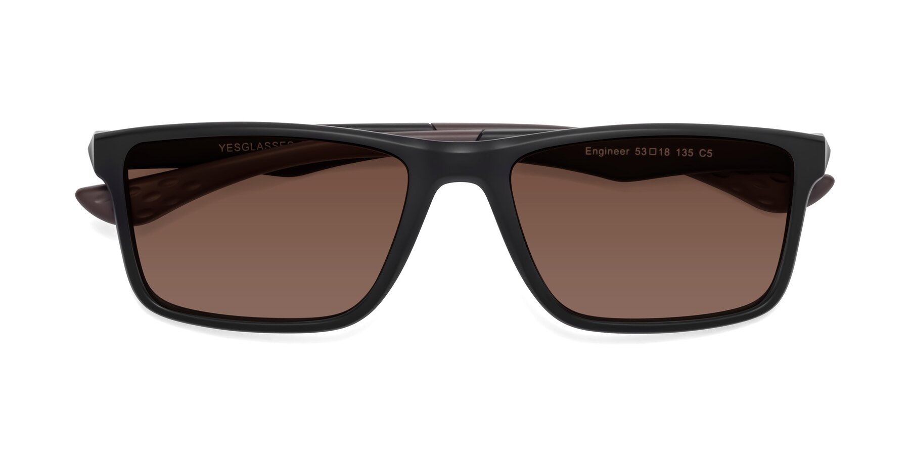 Folded Front of Engineer in Matte Black-Coffee with Brown Tinted Lenses