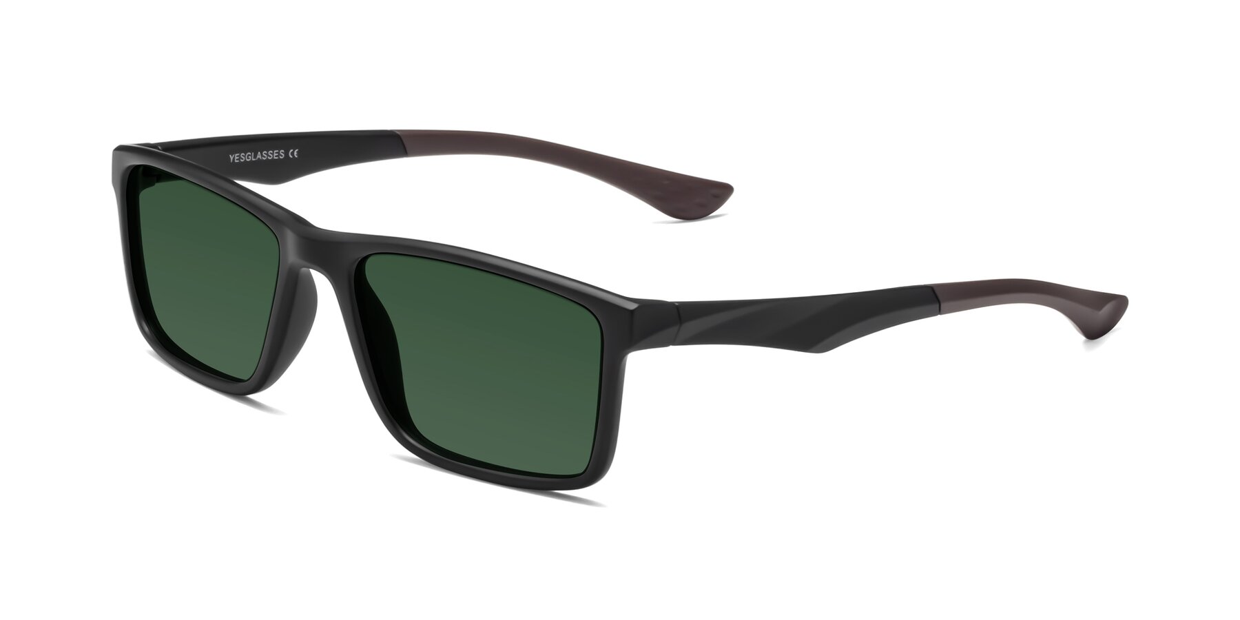 Angle of Engineer in Matte Black-Coffee with Green Tinted Lenses
