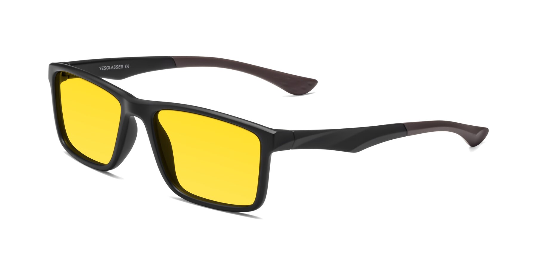 Angle of Engineer in Matte Black-Coffee with Yellow Tinted Lenses