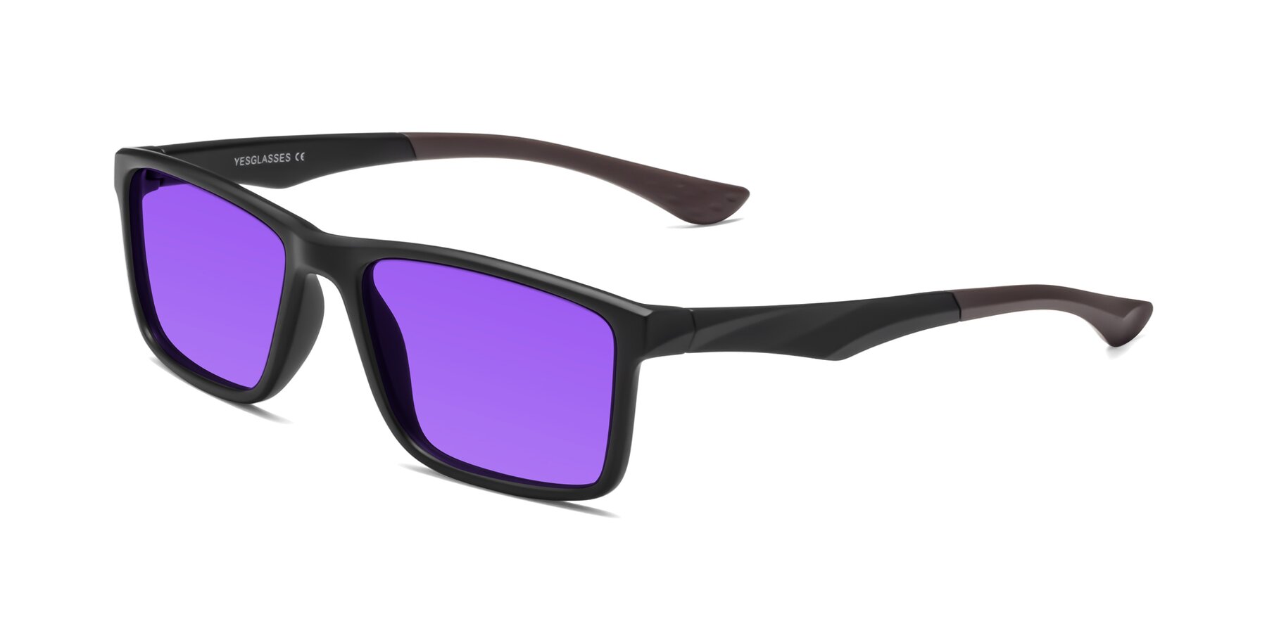 Angle of Engineer in Matte Black-Coffee with Purple Tinted Lenses