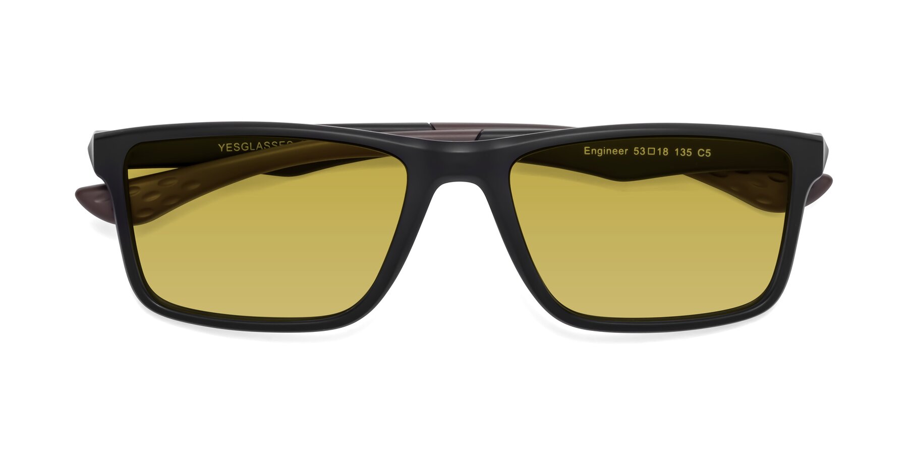Folded Front of Engineer in Matte Black-Coffee with Champagne Tinted Lenses