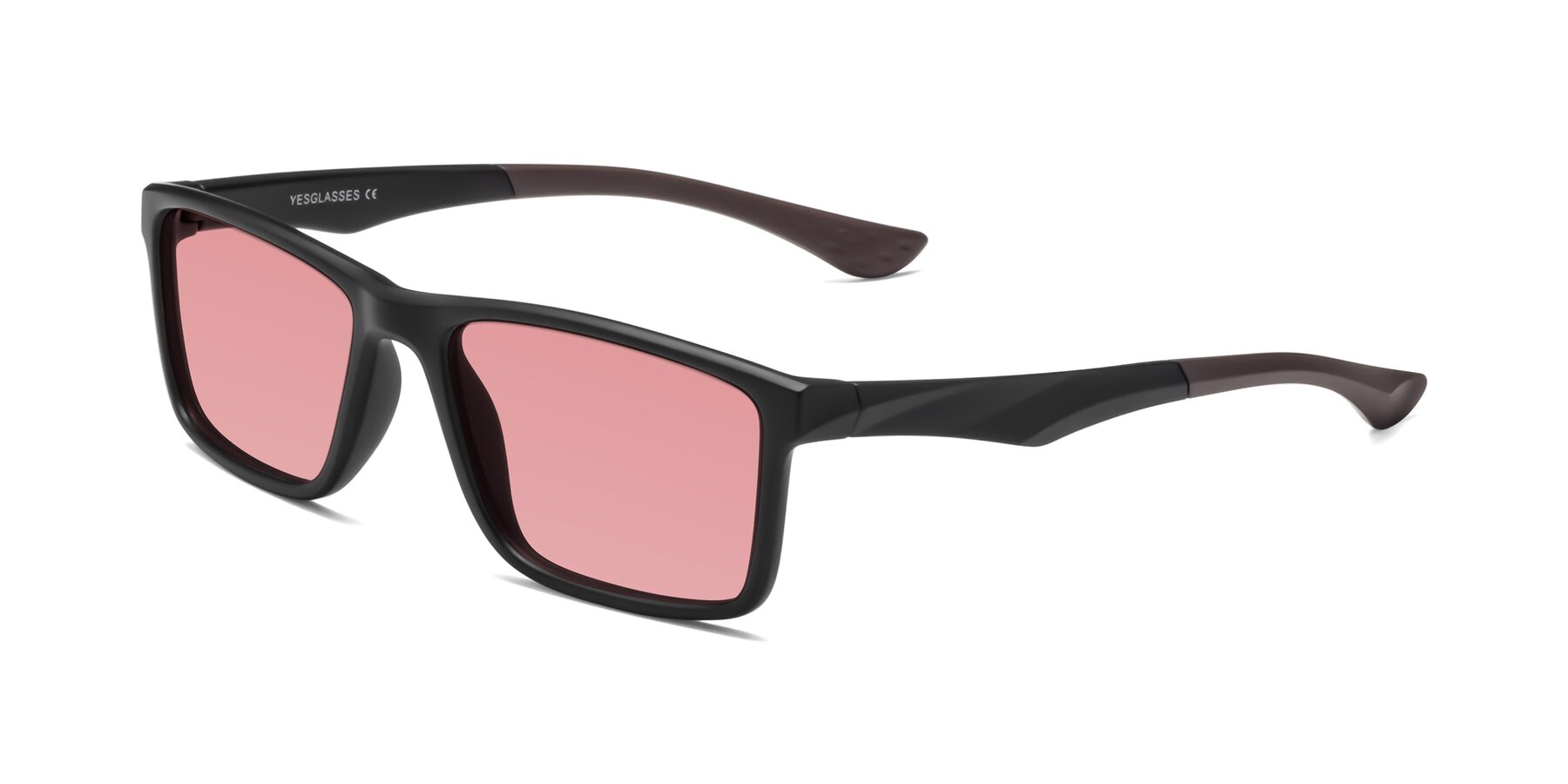 Angle of Engineer in Matte Black-Coffee with Medium Garnet Tinted Lenses