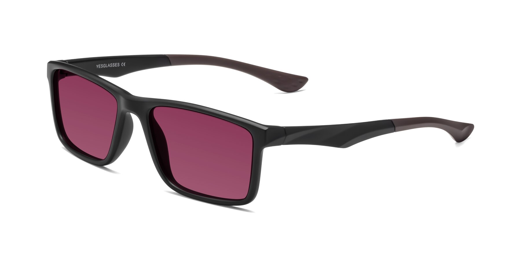 Angle of Engineer in Matte Black-Coffee with Wine Tinted Lenses