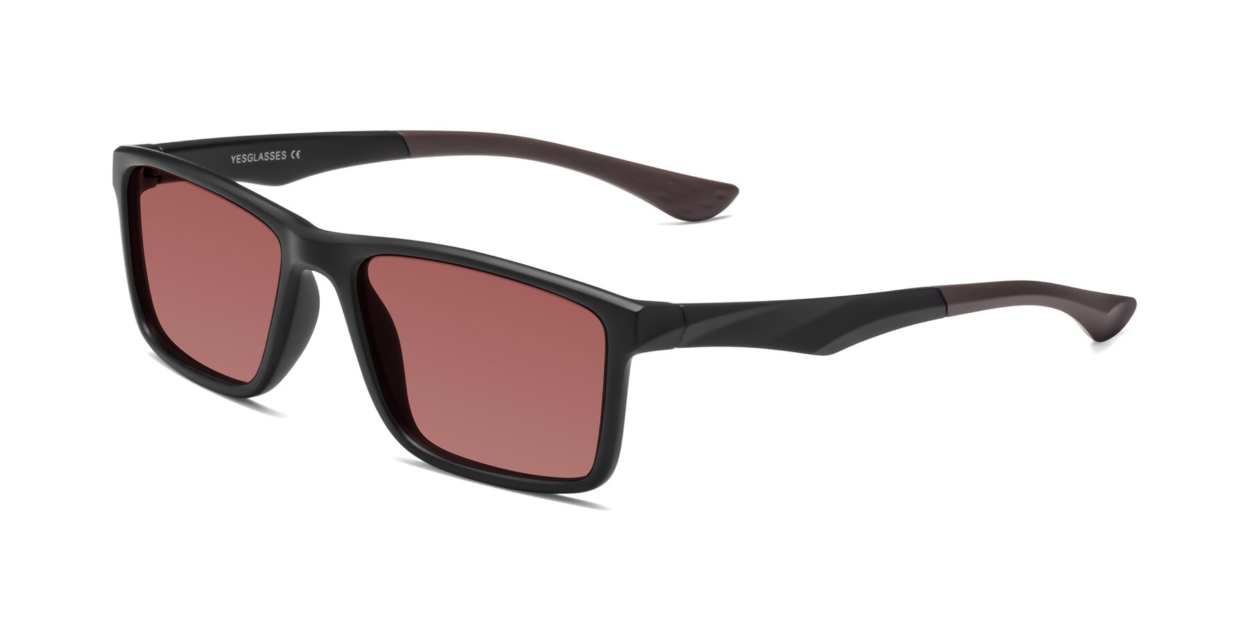 Angle of Engineer in Matte Black-Coffee with Garnet Tinted Lenses