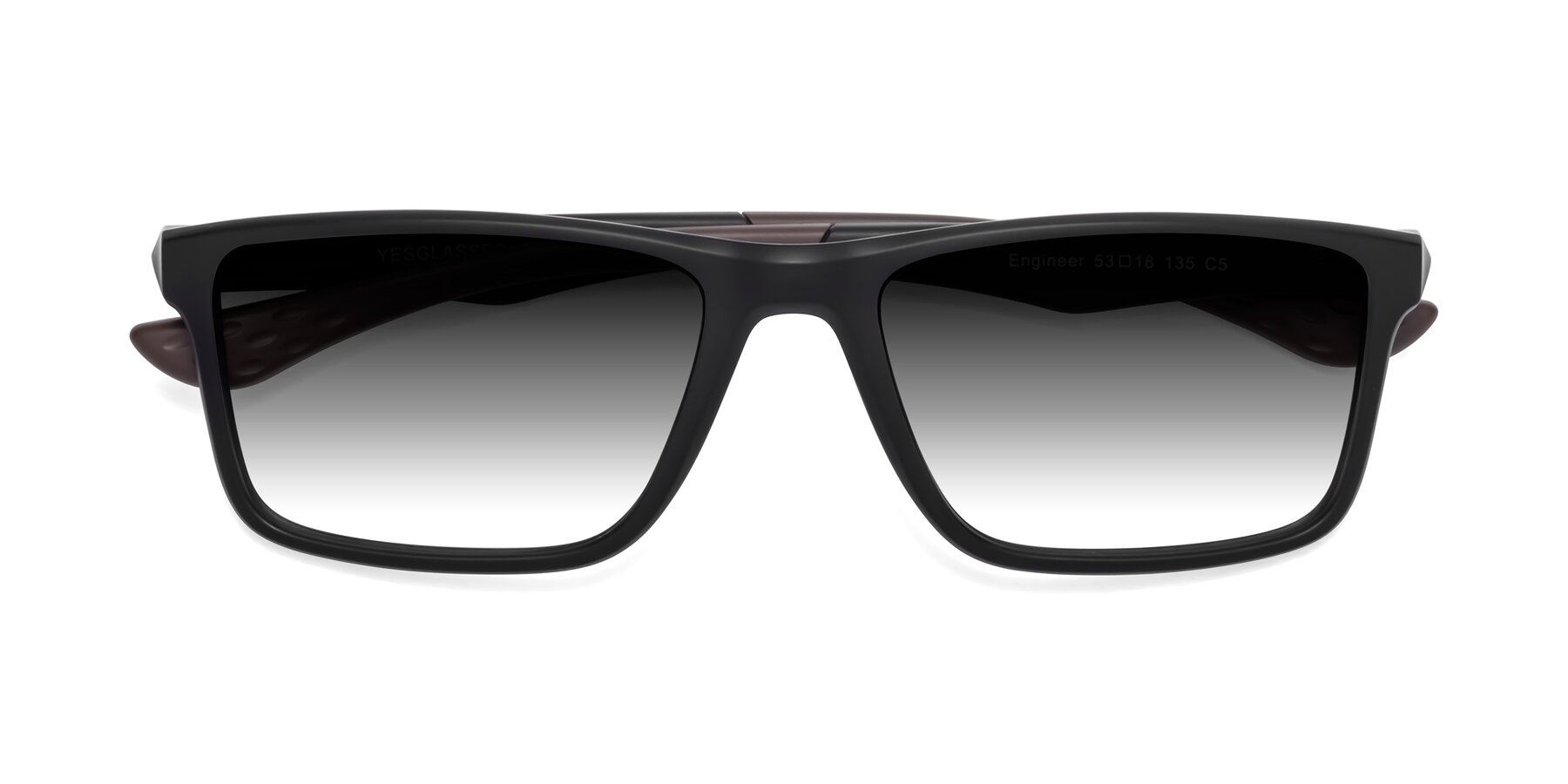 Folded Front of Engineer in Matte Black-Coffee with Gray Gradient Lenses