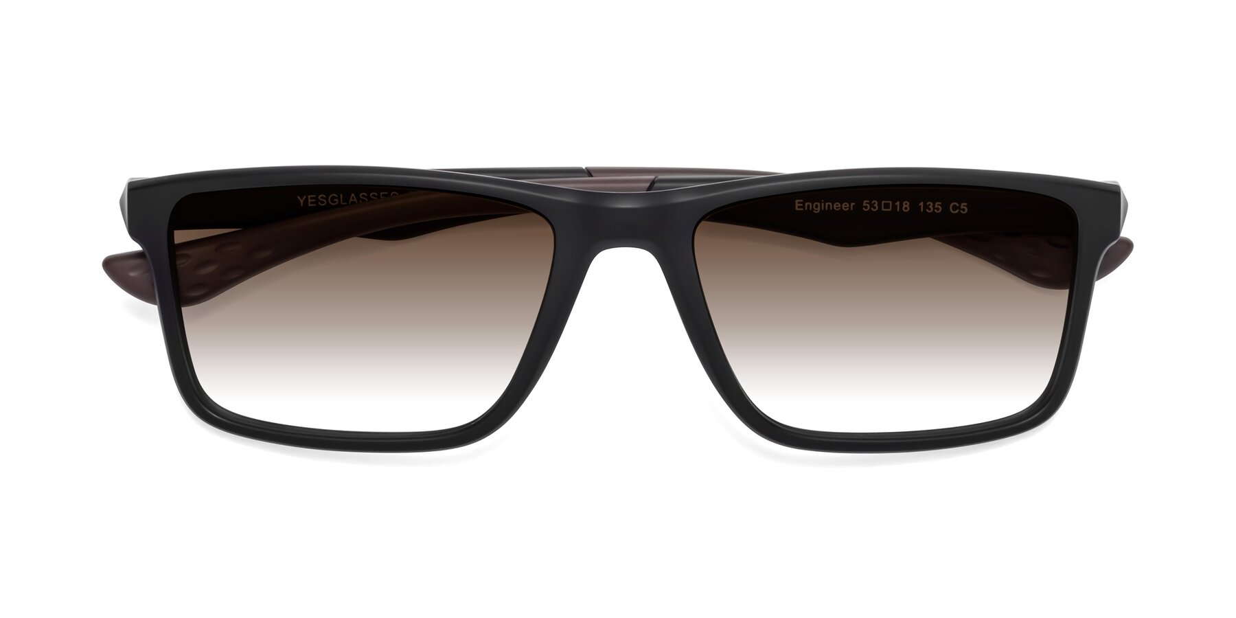 Folded Front of Engineer in Matte Black-Coffee with Brown Gradient Lenses